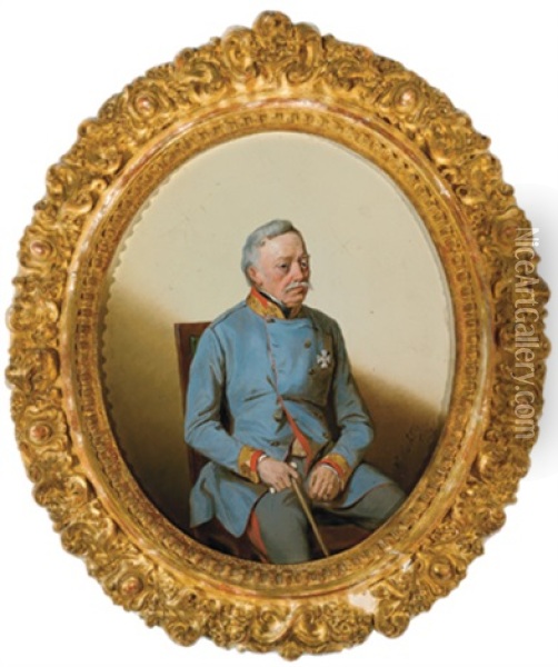 Feldmarschall Josef Wenzel Graf Radetzky, Portrat Des Alten Feldmarschalls In Uniform Oil Painting - Wilhelm M. Richter