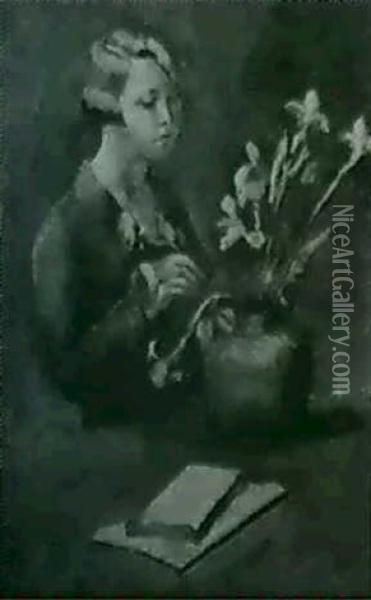 Madchen Mit Blumen Oil Painting - Maurice Asselin