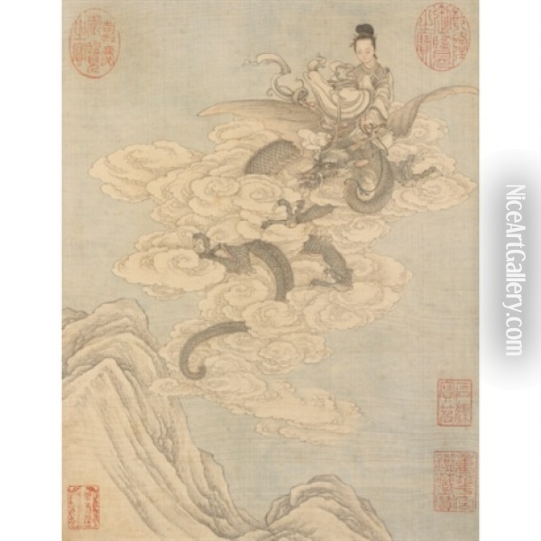 An Imperial Painting Of A Lady And A Dragon Oil Painting -  Leng Mei