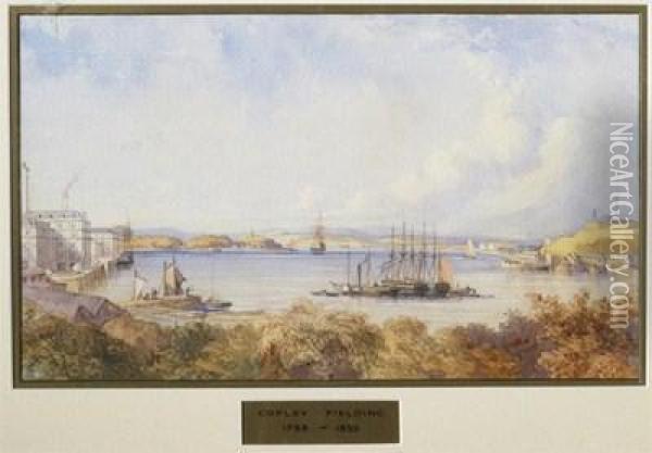 View Of Portsmouth Harbour Oil Painting - Anthony Vandyke Copley Fielding