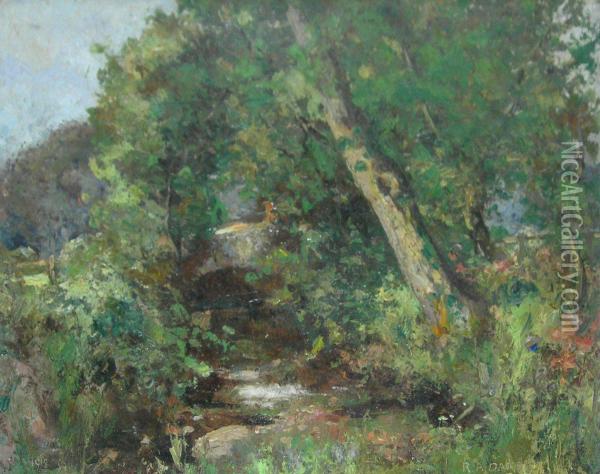A Woodland Stream Oil Painting - Robert Alexander Dakers