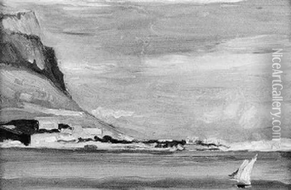 Italienische Kustenlandschaft Mit Segelboot Oil Painting - Robert Breyer