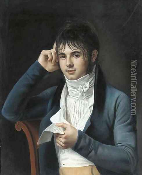 A young man wearing a blue coat Oil Painting - Marie-Gabrielle Capet