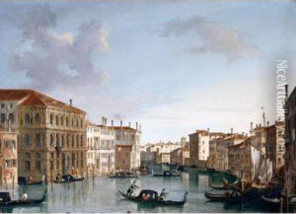 Venice, A View Of The Grand Canal Looking North-west Oil Painting - Vincenzo Chilone