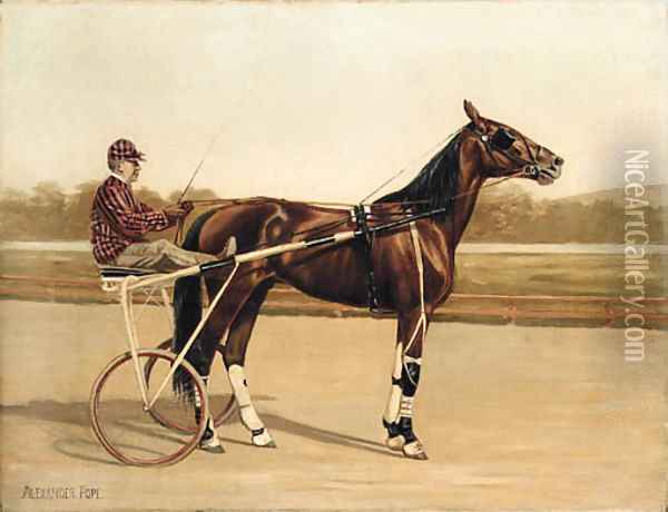 Major Delmar, a Trotter, on a racecourse Oil Painting - Alexander Pope