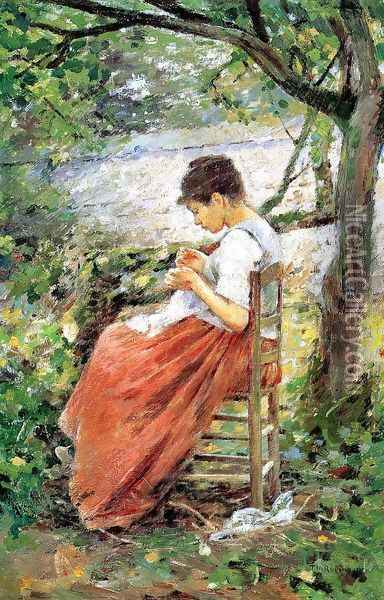 The Layette I Oil Painting - Theodore Robinson