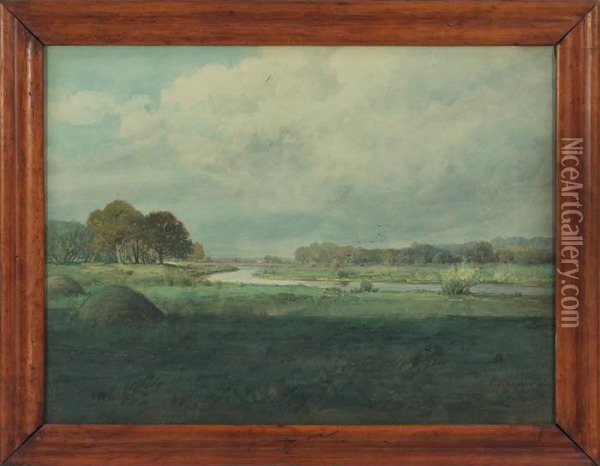 On The Kankakee River Oil Painting - L. Clarence Ball