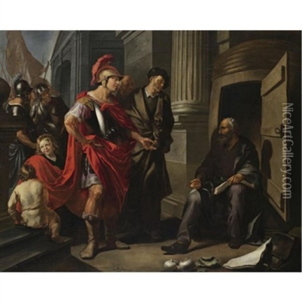 Alexander The Great And Diogenes Oil Painting - Hendrik Heerschop