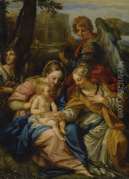 Mystic Marriage Of Saint Catherine Of Alexandria Oil Painting - Carlo Maratta
