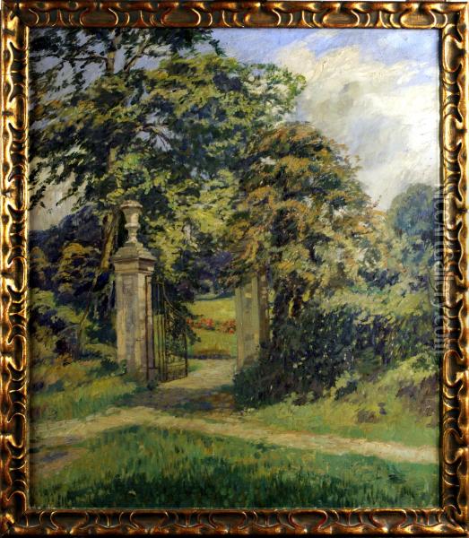 L'entree Du Jardin Oil Painting - Adolphe Jean Hamesse