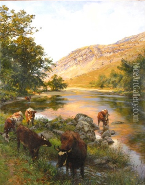 In The River Bed, Upper Wye Oil Painting - Henry William Banks Davis