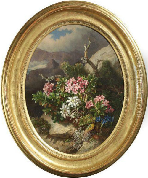 Gebirgsblumen Oil Painting - Josef Schuster