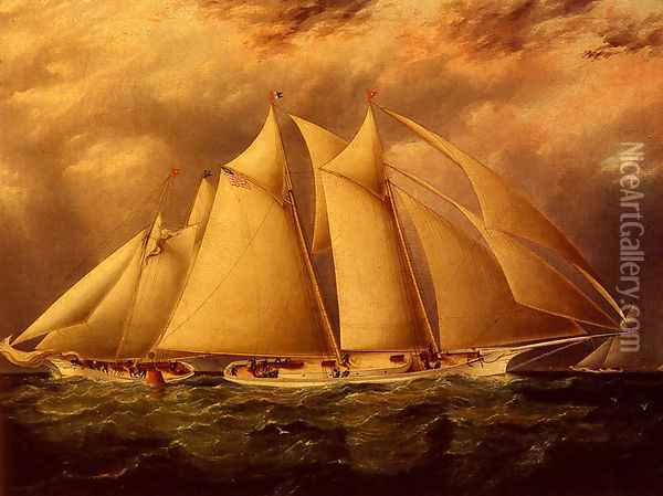 Yacht Alice Rounding The Buoy Oil Painting - James E. Buttersworth