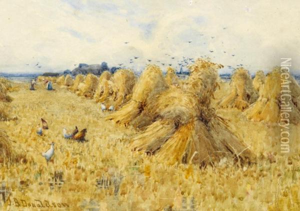 Harvest Time Near Aintree Oil Painting - J B Donaldson