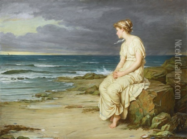 Miranda Oil Painting - John William Waterhouse