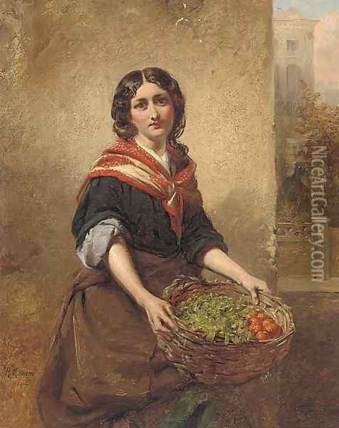 A basket of groceries Oil Painting - Robert Kemm