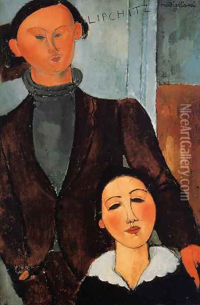 Jacques Lipchitz and His Wife Oil Painting - Amedeo Modigliani