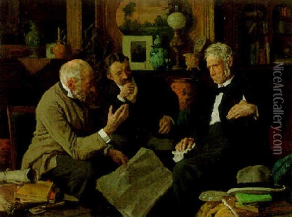 The Discussion Oil Painting - Louis Charles Moeller