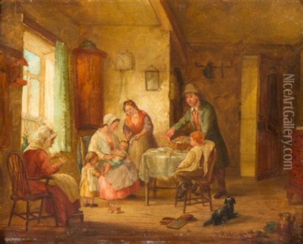 Family At Home Oil Painting - Frederick Daniel Hardy