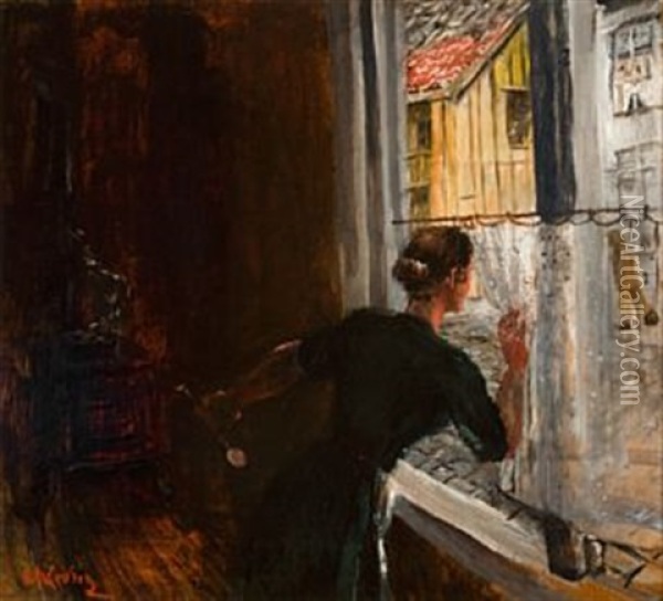 Kvinne Ved Vindu Oil Painting - Christian Krohg