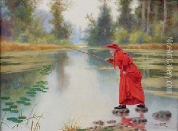 Le Cardinal A La Peche Oil Painting - Alfred Weber