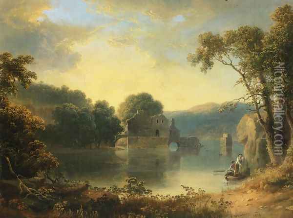 Ruins in a Landscape Oil Painting - Thomas Doughty