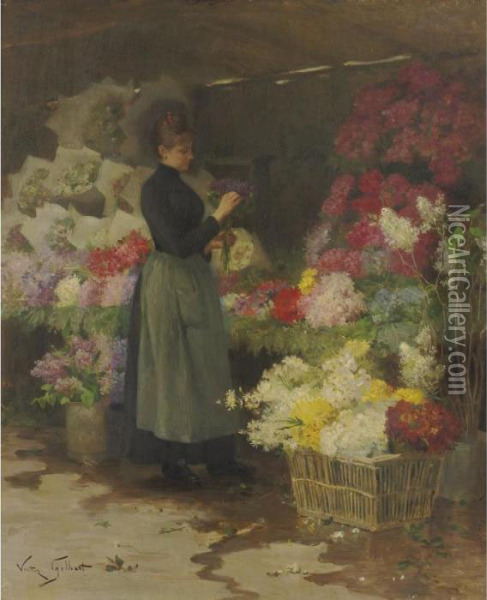 The Flower Market Oil Painting - Victor-Gabriel Gilbert