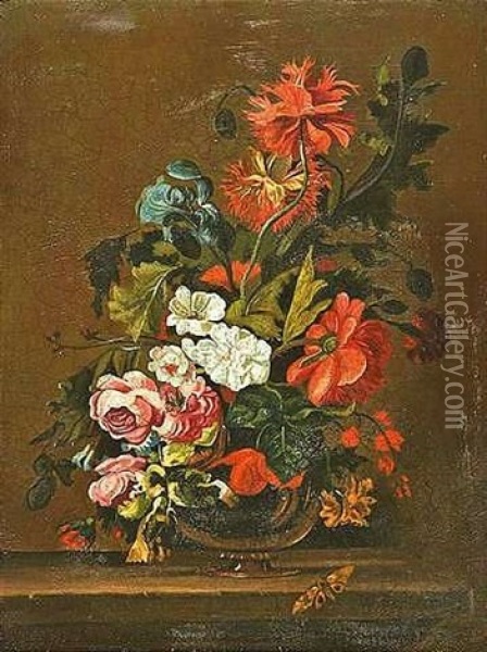 In Einer Schale Arrangiertes Blumenstilleben Oil Painting - Willem Verbeet