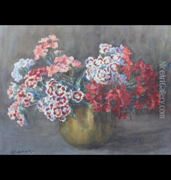 Still Life Of Flowers Oil Painting - Ethel Hall