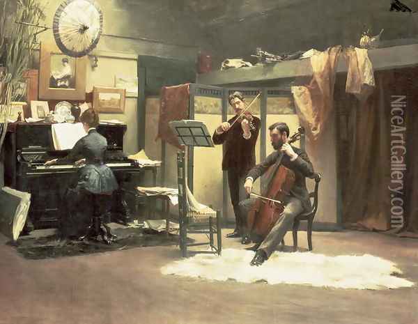 The Musicale, 1887 Oil Painting - Stacy Tolman