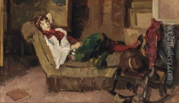Girl On A Sofa Oil Painting - Isaac Israels