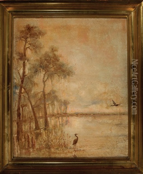 Sunset On The Bayou Oil Painting - George Frederick Castleden