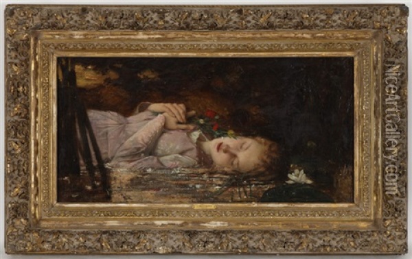 Ophelie Oil Painting - Jean-Baptiste (James) Bertrand