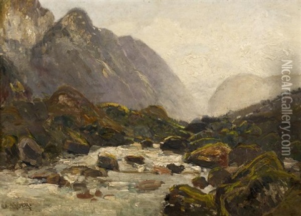 Fluss (study) Oil Painting - Adolf Gustav Schweitzer