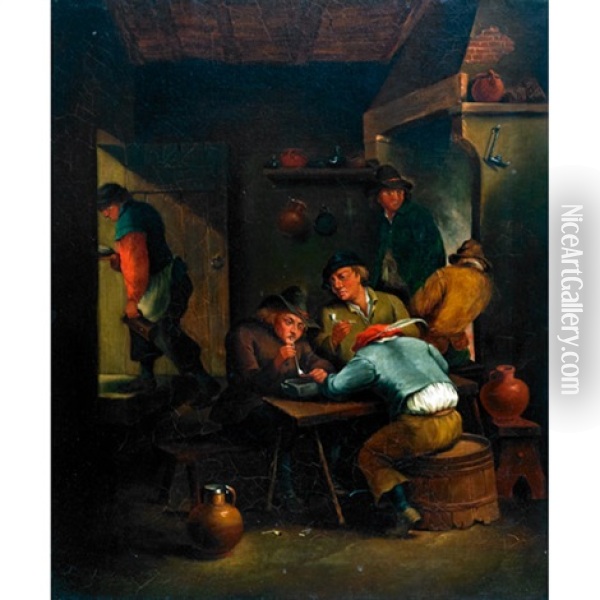 Peasant Smokers In A Tavern Oil Painting - David Teniers III
