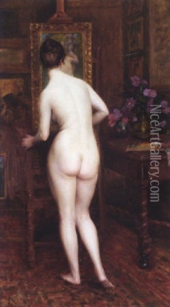 Le Modele Dans L'atelier Oil Painting - Auguste (Maurice Francois Giuslain) Leveque