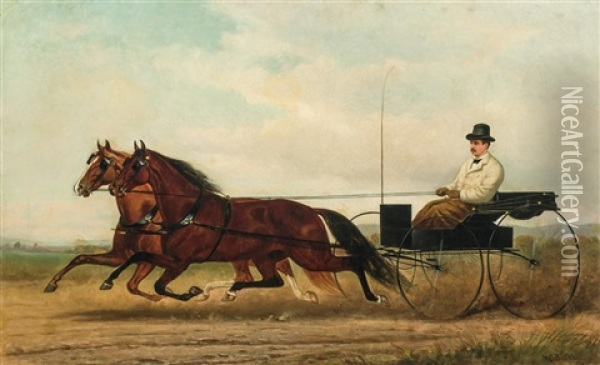 Horses And Buggy Oil Painting - Henry Collins Bispham