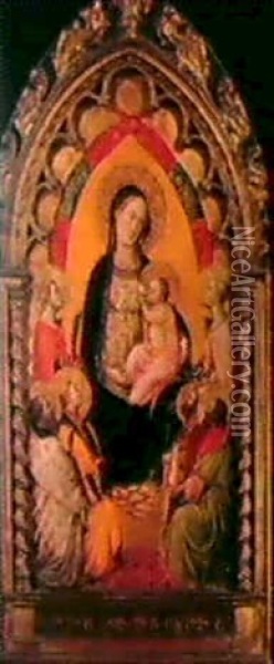 Madonna Col Bambino In Gloria E Sei Santi Oil Painting - Tommaso del Mazza (Master of Santa Verdiana)