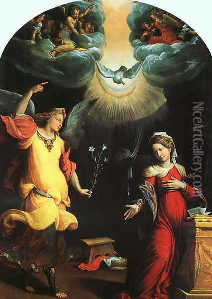The Annunciation 1550 Oil Painting - Garofalo