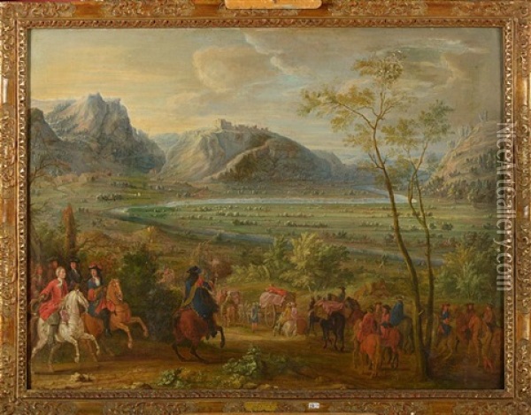 Le Marechal De Turenne Devant Salzbach En 1675 Oil Painting - Adam Frans van der Meulen
