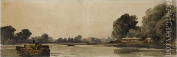 Cookham On The Thames Oil Painting - Peter de Wint