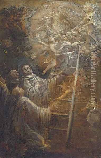 The vision of Saint Romuald Oil Painting - Emilian School