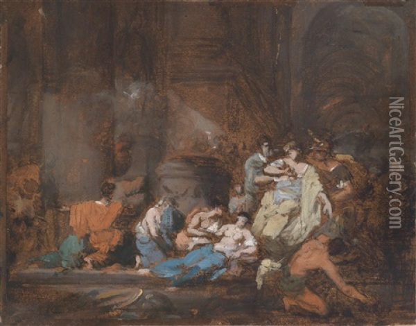Coresus Und Callirhoe (nach Pausanias) Oil Painting - Jean-Honore Fragonard