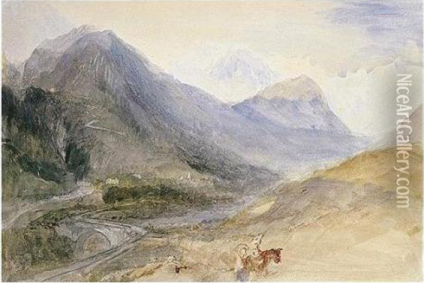 Mont Blanc From Below Pre St Didier In The Val D'aosta Oil Painting - Joseph Mallord William Turner
