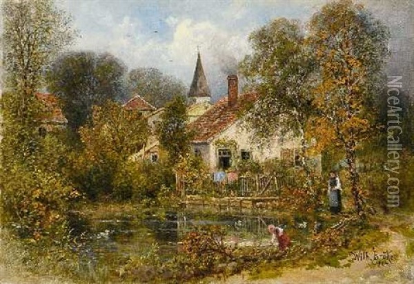 Am Dorfteich Oil Painting - Wilhelm Broker