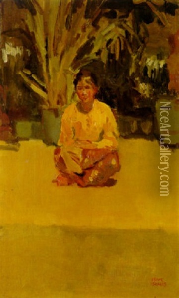 An Indonesian Beauty Sitting In A Garden Oil Painting - Isaac Israels