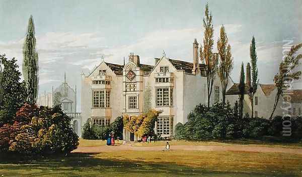 Burford Priory, from Ackermanns Repository of Arts, published c.1826 Oil Painting - Stockdale, Frederick Wilton Litchfield