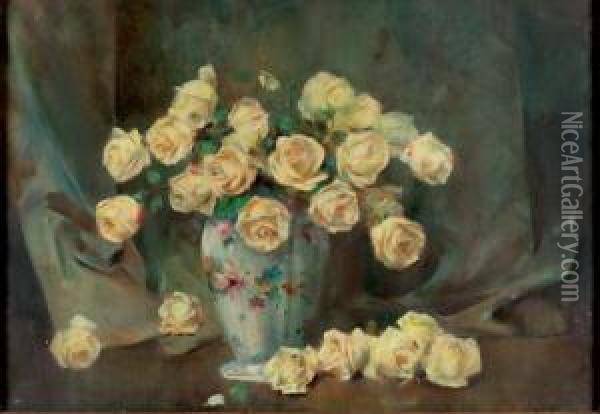 Rose Tee Oil Painting - Luigi Serralunga