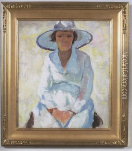 Lady In Summer Dress And Hat Oil Painting - Charles Webster Hawthorne