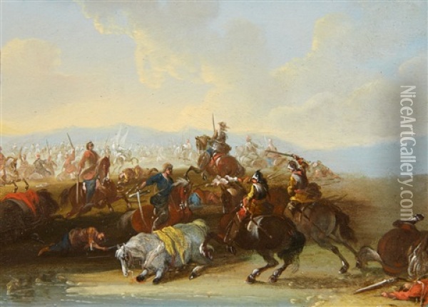Battle Scene Oil Painting - Jan van Huchtenburg